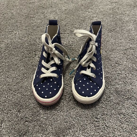 Mini Boden Navy Spot Rainbow Appliqué High Top Sneakers Sz 29 - Picture 4 of 6